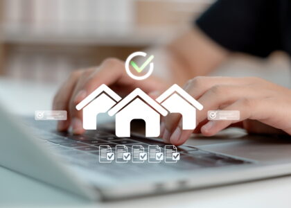 Image of homes with check mark above keyword showing property checks.
